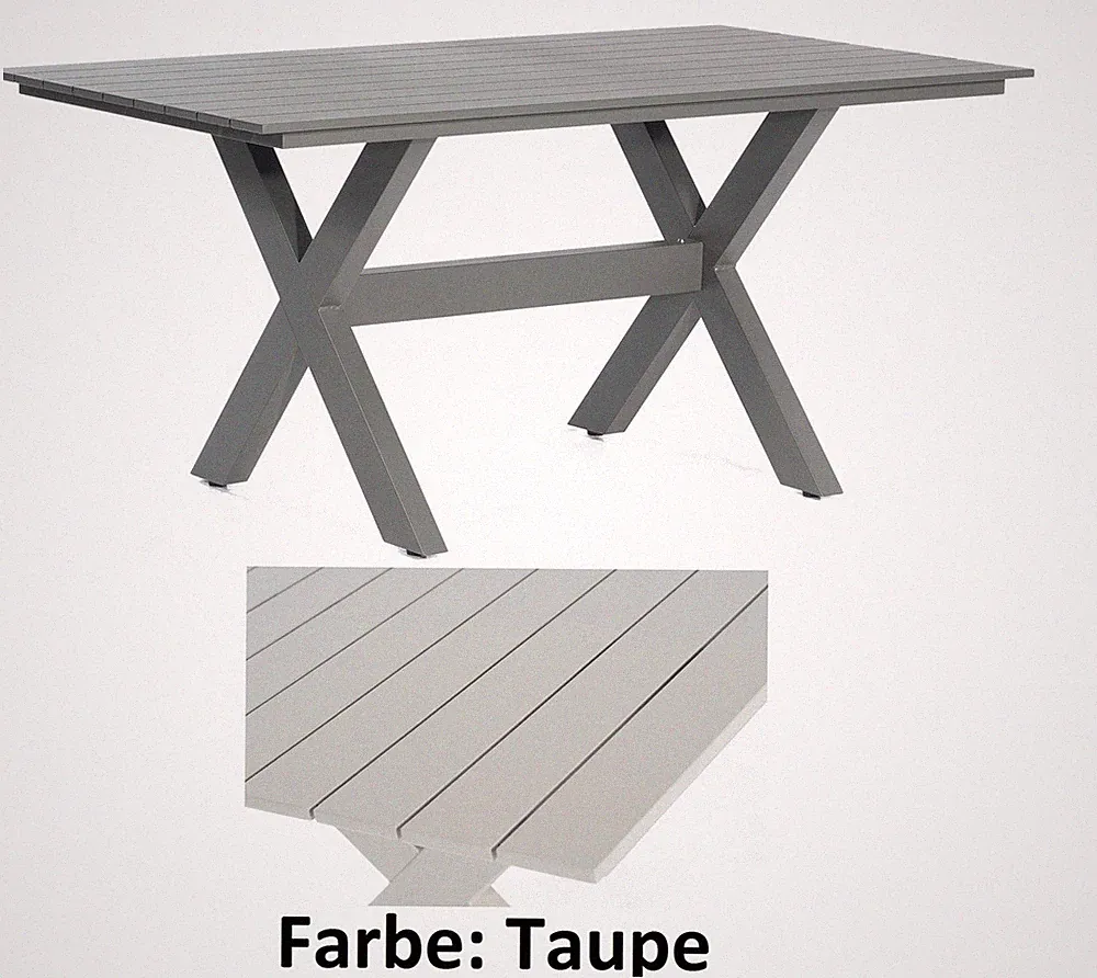 Sunny Smart Gartentisch Topas Aluminium pulverbeschichtet taupe 160x90 cm