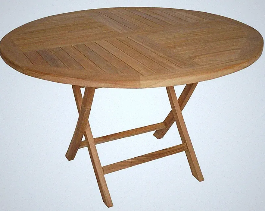 TARAKAN Gartentisch rund ca. 120x120 cm klappbar Natur Teakholz von DESIGNlink