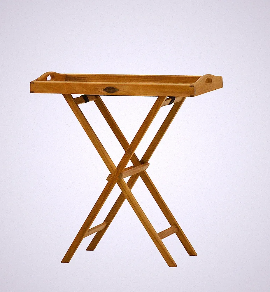 Teak Beistelltisch Lucca (70x35 cm) Abnehmbares Tablett Klappbar Serviertisch