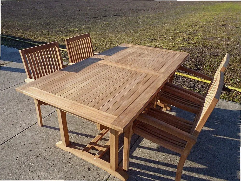 Teak Gartentisch Ausziehbar 180-240 x 100 cm Massivholz - Rechteckig Höhe 78 cm