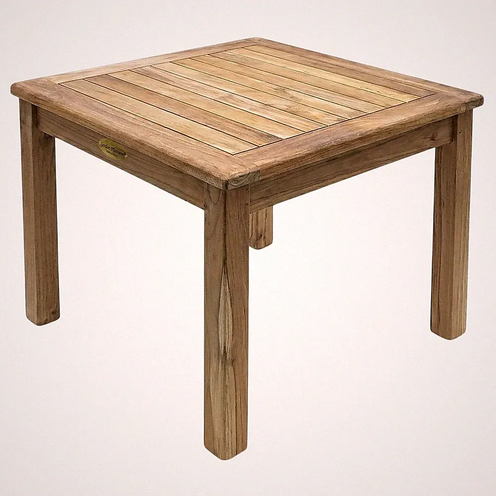 Teak Holz Beistelltisch - 50 cm - Garten Balkon Blumen Couch Deko Tisch Massiv