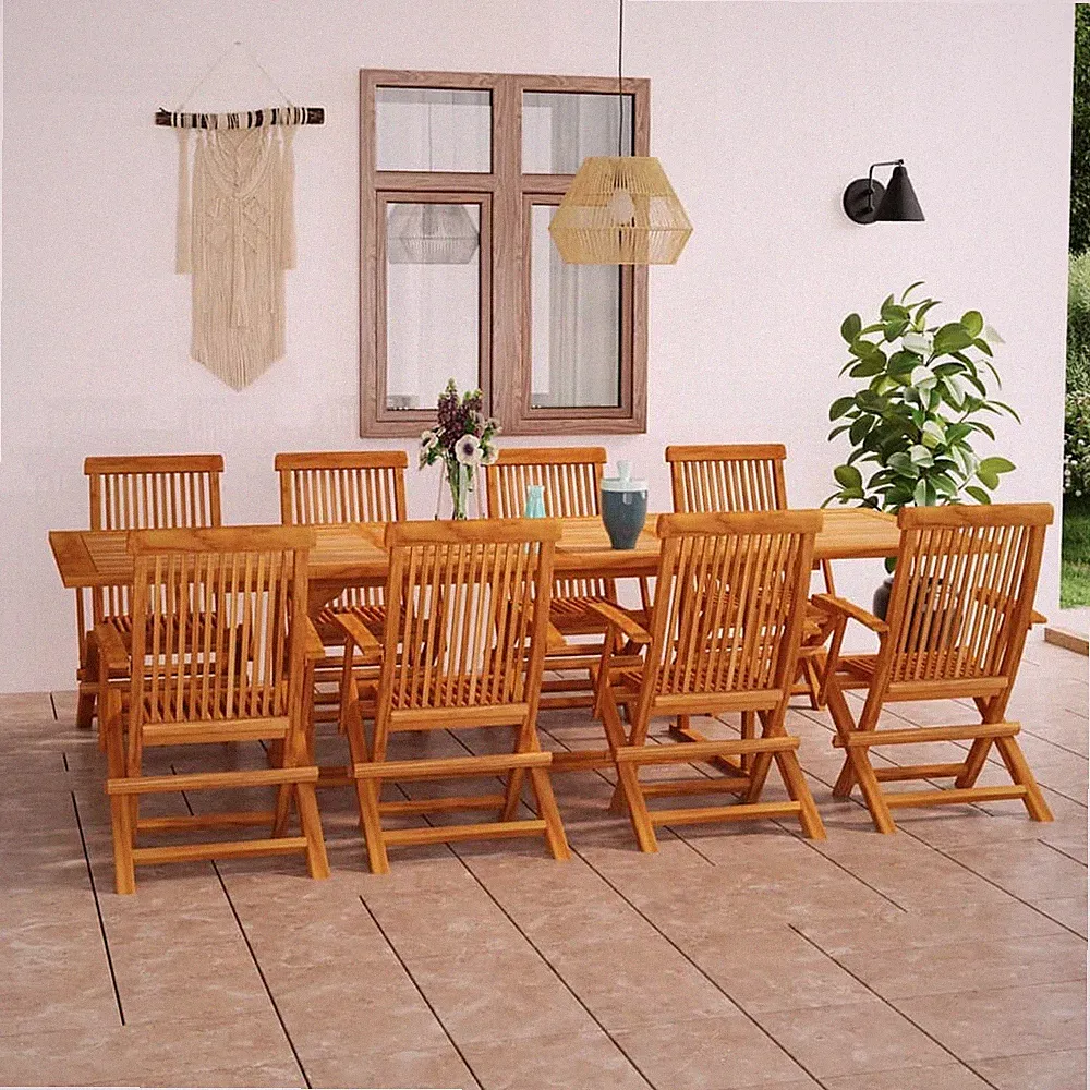 Teak Massiv Gartenmöbel 9tlg. Gartengarnitur Sitzgruppe mehrere Auswahl vidaXL