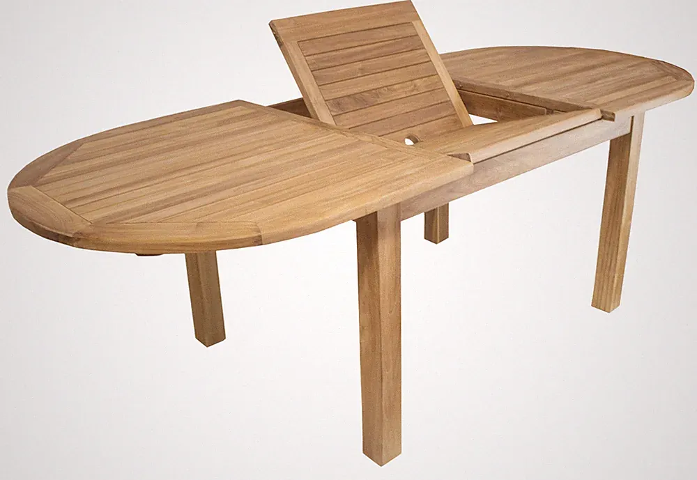 Teak Ovalausziehtisch 100x180/240 cm 3068 Kernholz hochwertig und stabil