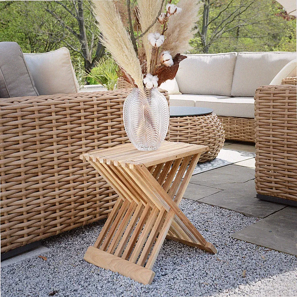 Teakholz Garten Beistelltisch quadratisch klappbar 40x32x44cm wohnfreuden
