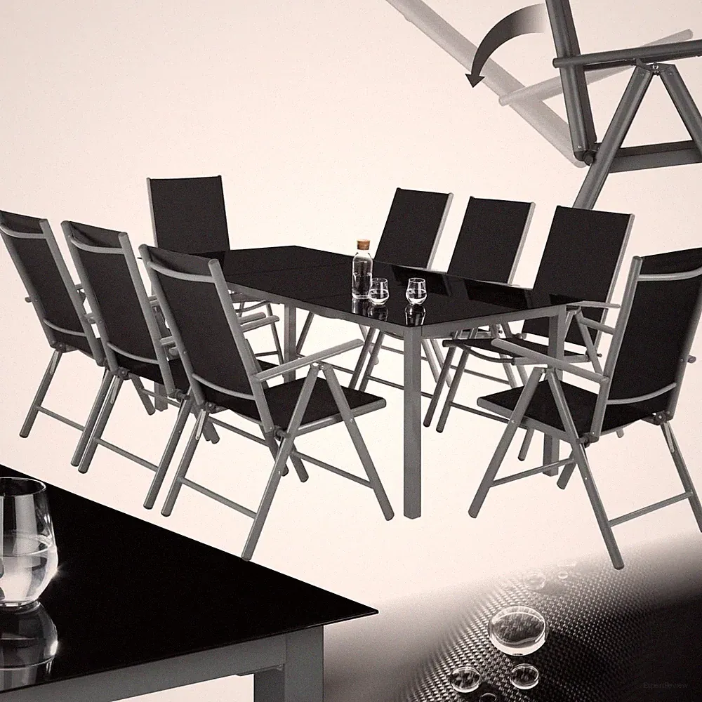 Tectake® Aluminium Sitzgruppe 8+1, Gartenmöbel Set Mit Stuhl Und Tisch, Klappbar