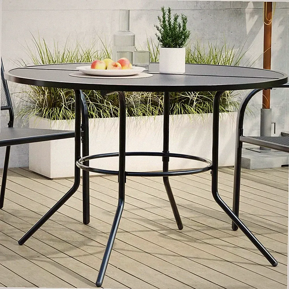 Terrassentisch Gartentisch Outdoor Tisch Rund Pulverbeschichteter Stahl vidaXL