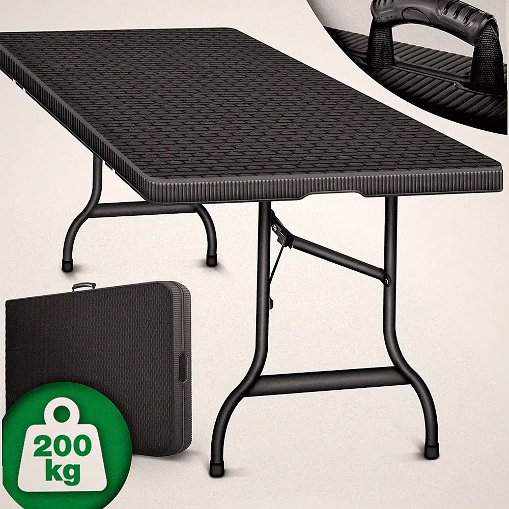 tillvex® Klapptisch Gartentisch Rattan Buffettisch Campingtisch klappbar 180cm