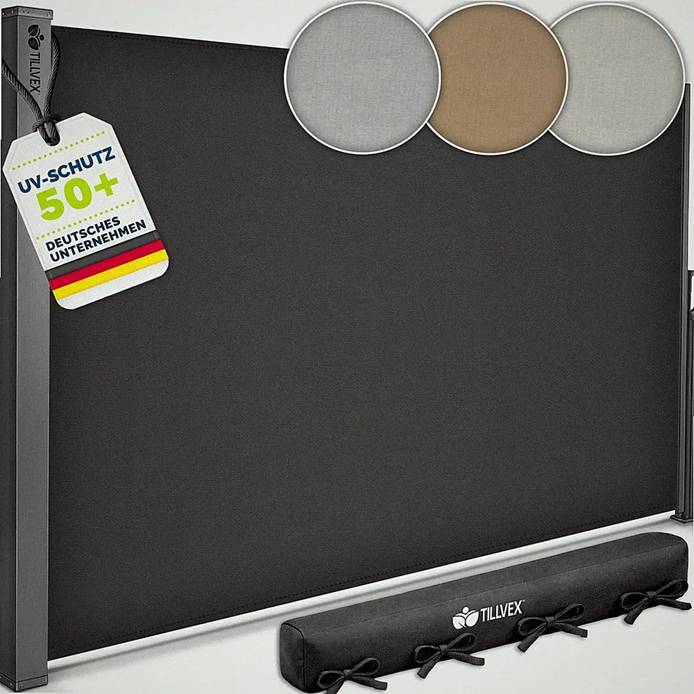 tillvex® Seitenmarkise ausziehbar Markise Wandmarkise Rollo Sichtschutz Terrasse