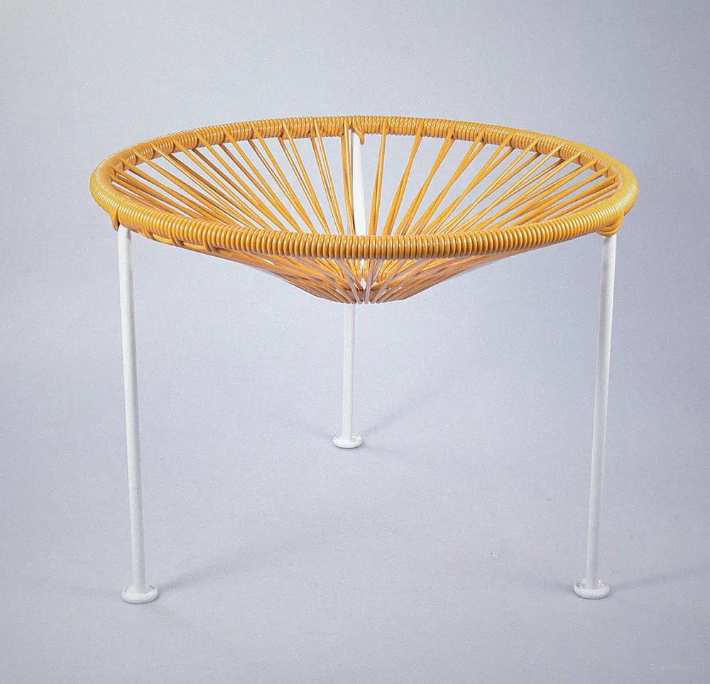 Tisch Ablage aus Kunstseil Garten Wohnzimmer Beistelltisch Vintage Retro Orange