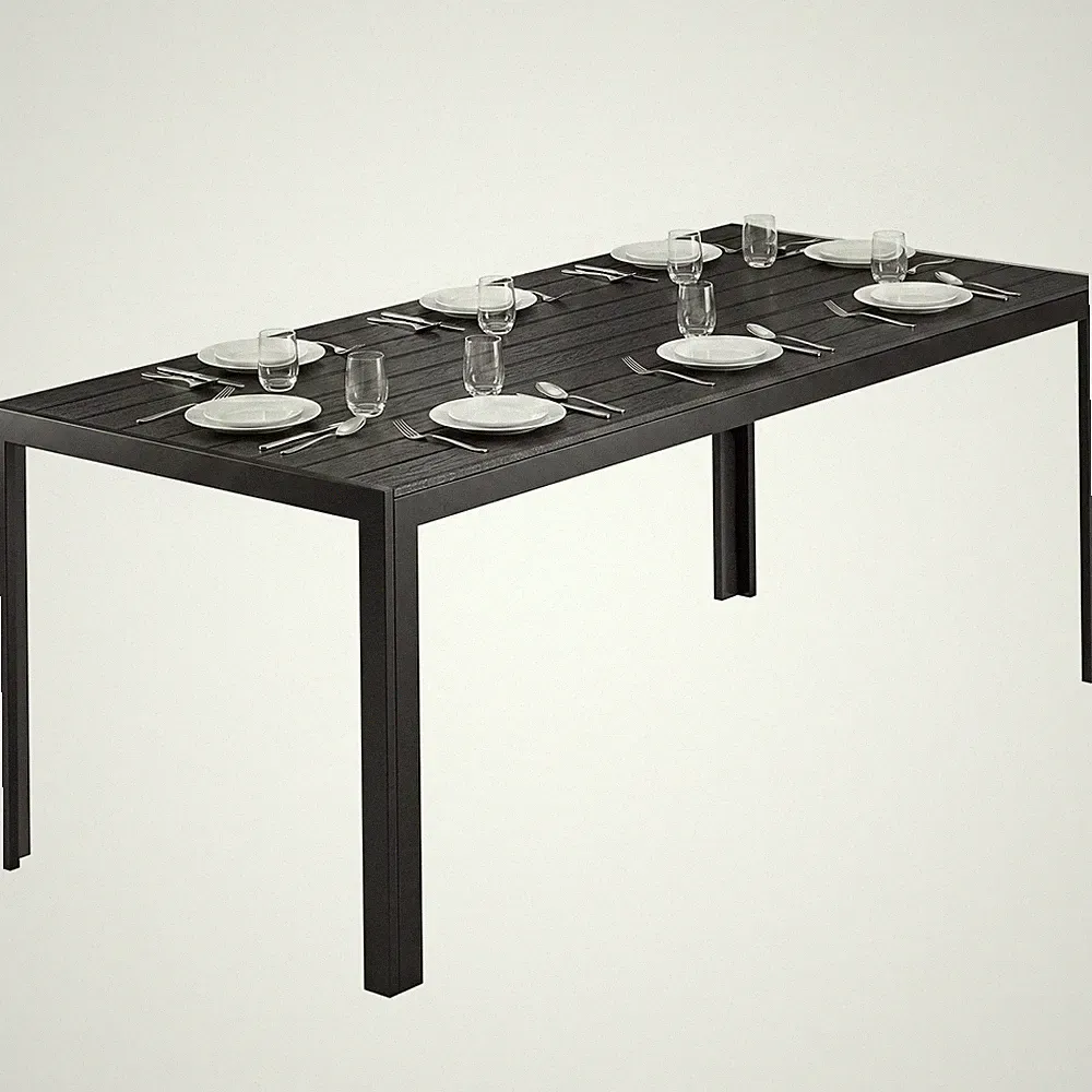 Tisch Alu WPC Esstisch Gartentisch Gartenmöbel Balkon Schwarz