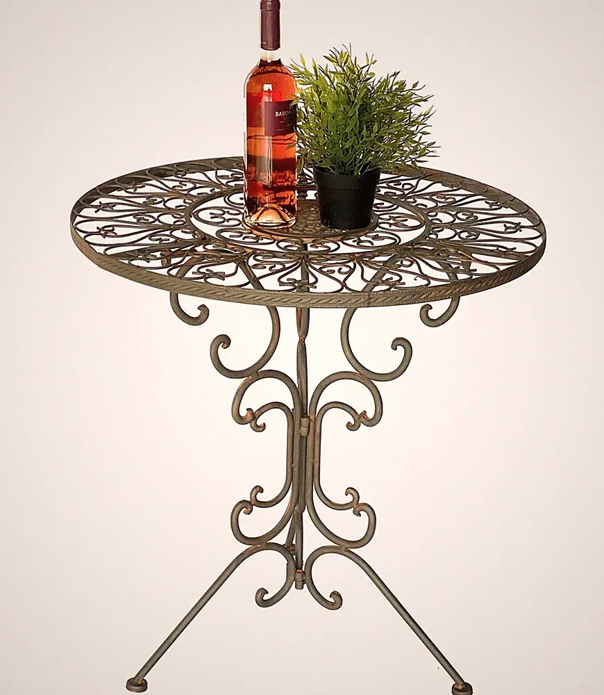 Tisch Bistrotisch Antik Rund Gartentisch Metall 1792 Eisentisch Balkontisch