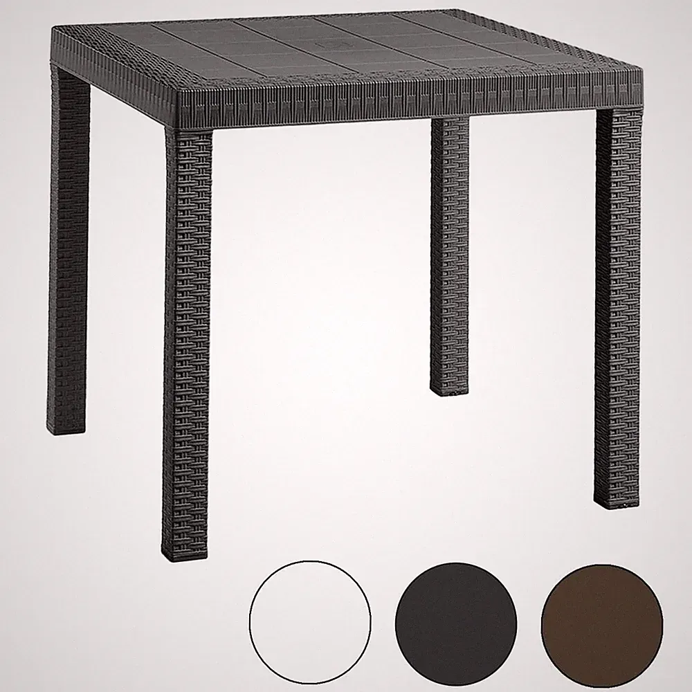 Tisch Dallas Rattan 80x80cm Beständig Kleiner für Im Freien Farben Sortiert