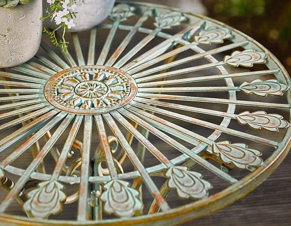 Tisch Metalltisch Provence Garten Balkon Möbel Metall Grün landhauswelt