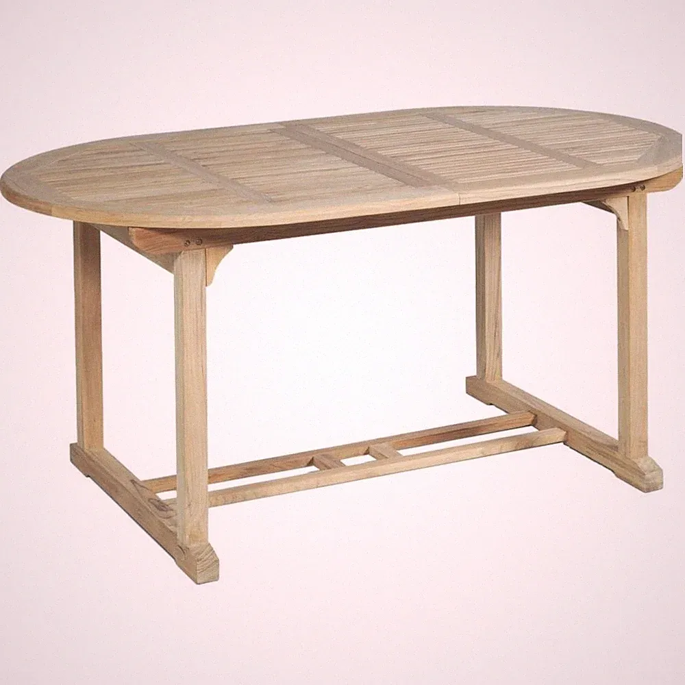 Tisch SOLO, ausziehbar 160cm / 210cm, oval, Teak B-grade, unbehandelt