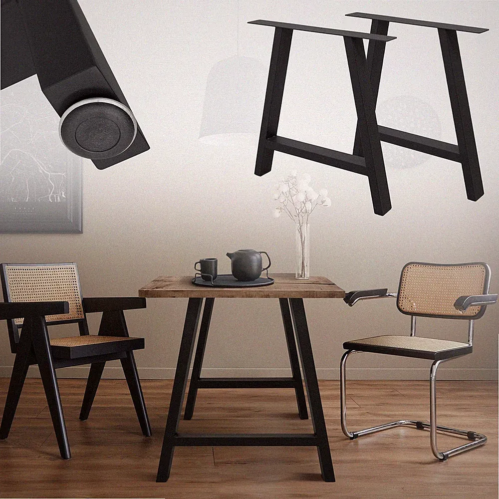 Tischbeine Tischgestell A-Design Industriedesign Tischfuß Stahl 70x72 cm Schwarz