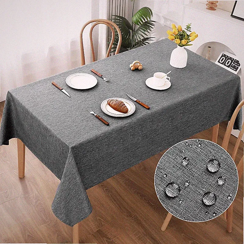 Tischdecke 140x200cm Grau Abwaschbar Polyester Wasserabweisend Kratzfest Garten