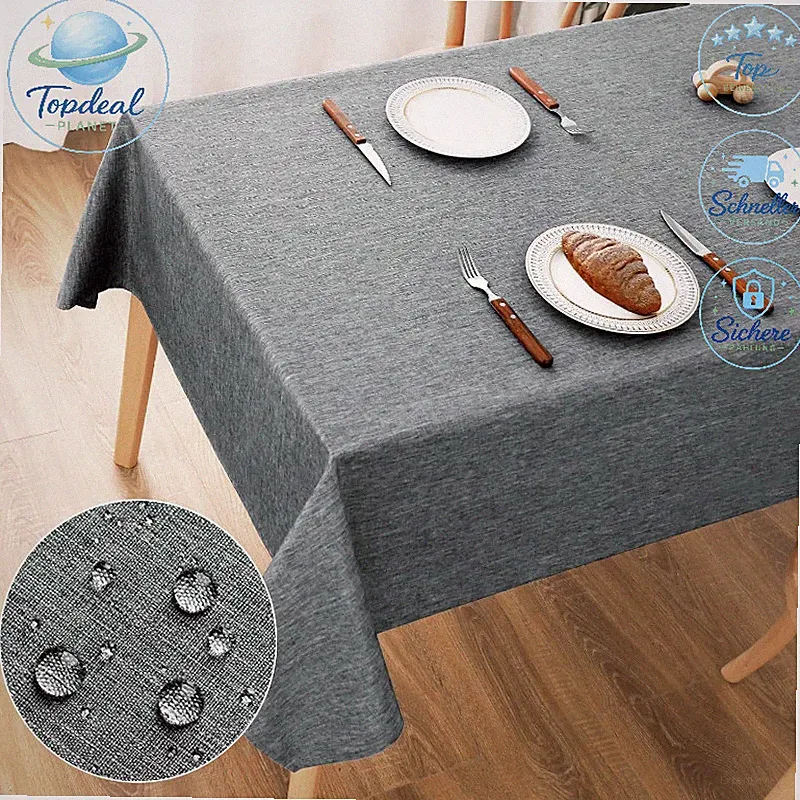 Tischdecke Abwaschbar Grau 100x140cm Polyester Wasserabweisend Kratzfest Garten