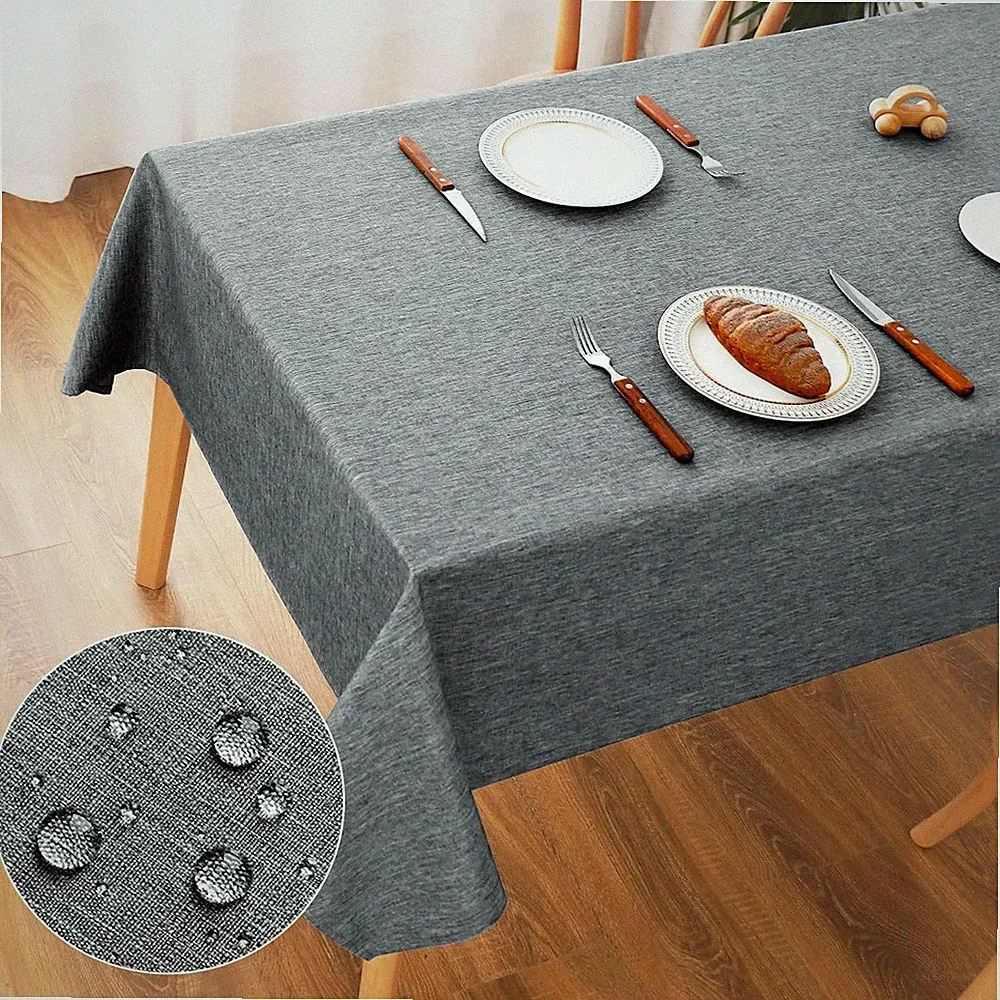 Tischdecke Abwaschbar Grau 135x180cm Polyester Wasserabweisend Kratzfest Garten