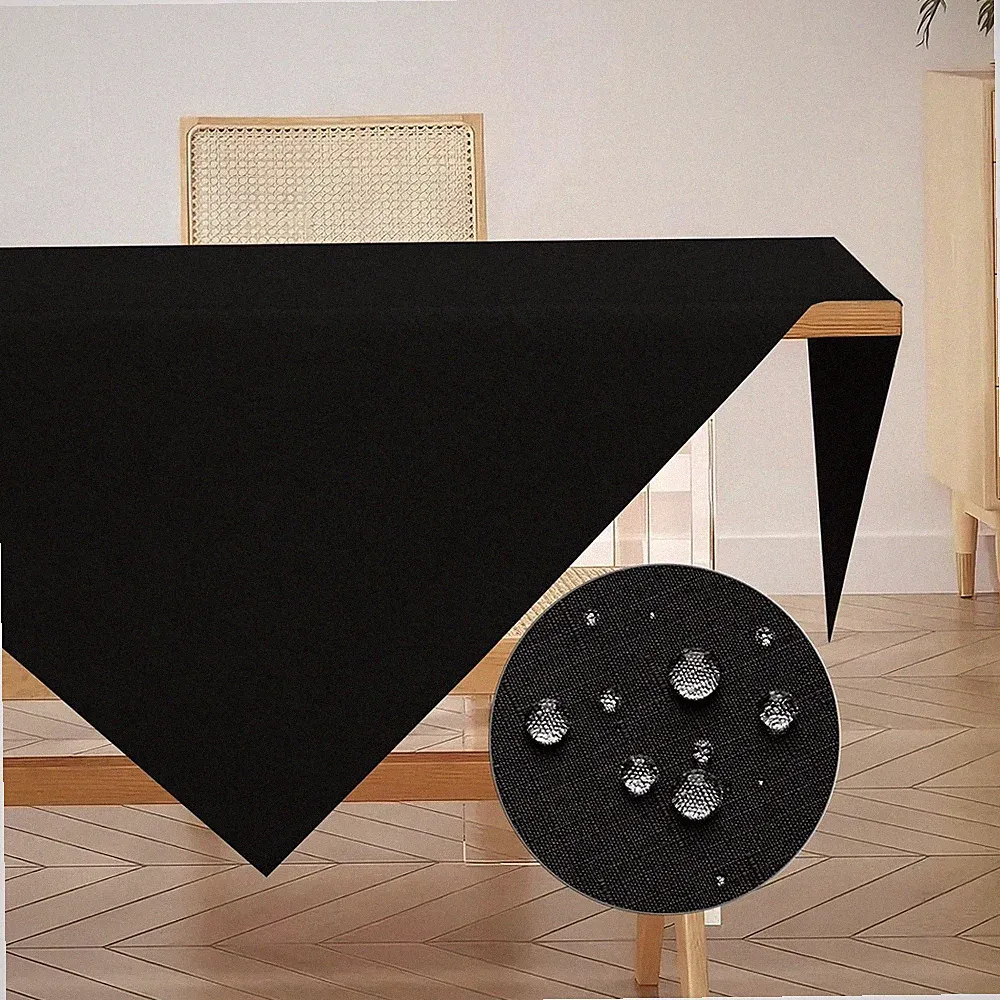 Tischdecke Abwaschbar Schwarz 80x80cm Polyester Wasserabweisend Kratzfest Garten