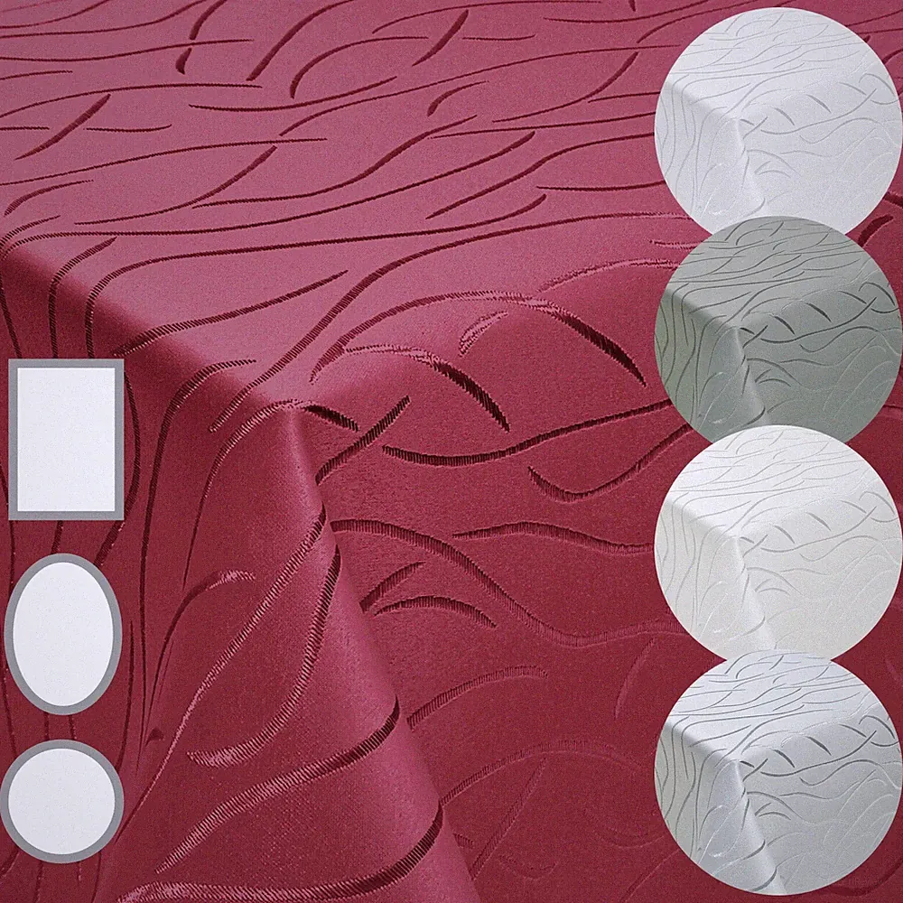 TISCHDECKE BÜGELFREI PFLEGELEICHT ECKIG RUND OVAL 60'WÄSCHE WELLENDESIGN GARTEN
