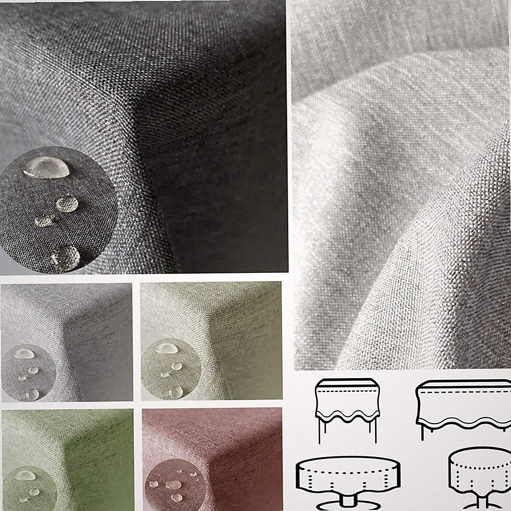 Tischdecke Gartentischdecke Stoff Leinenoptik Bügelfrei Wasserabweisend Uni