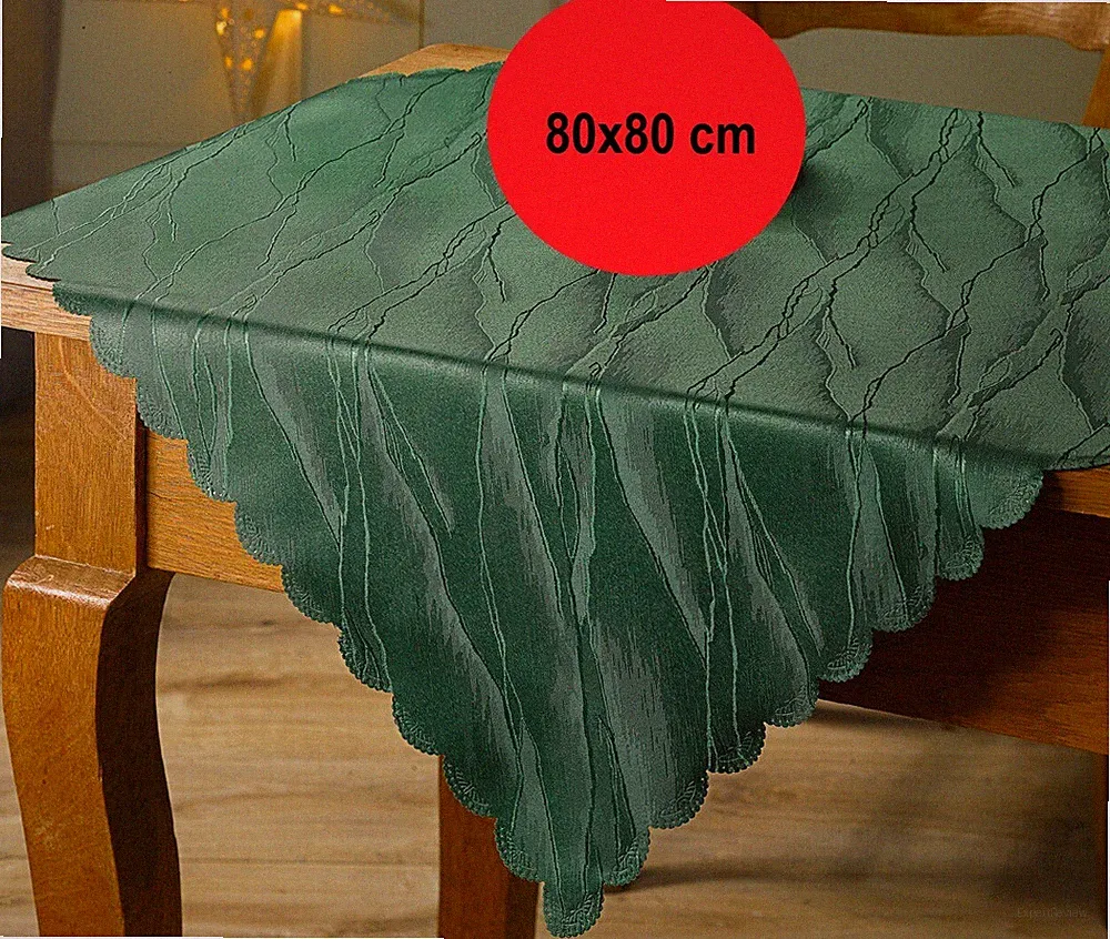 Tischdecke grün 80x80cm schönes Jacquard-Muster Languettenrand pflegeleicht