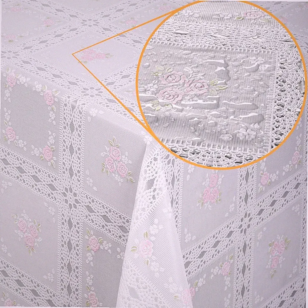 Tischdecke Lace Vinyl Wachstischdecke Blumen Häkelspitze Optik abwaschbar ANRO
