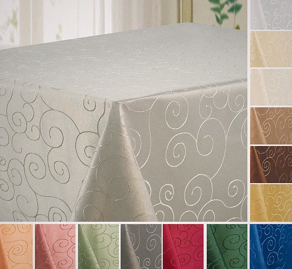 Tischdecke Ornamente Gartentischdecke Stoff Bügelfrei Damast RUND ECKIG OVAL
