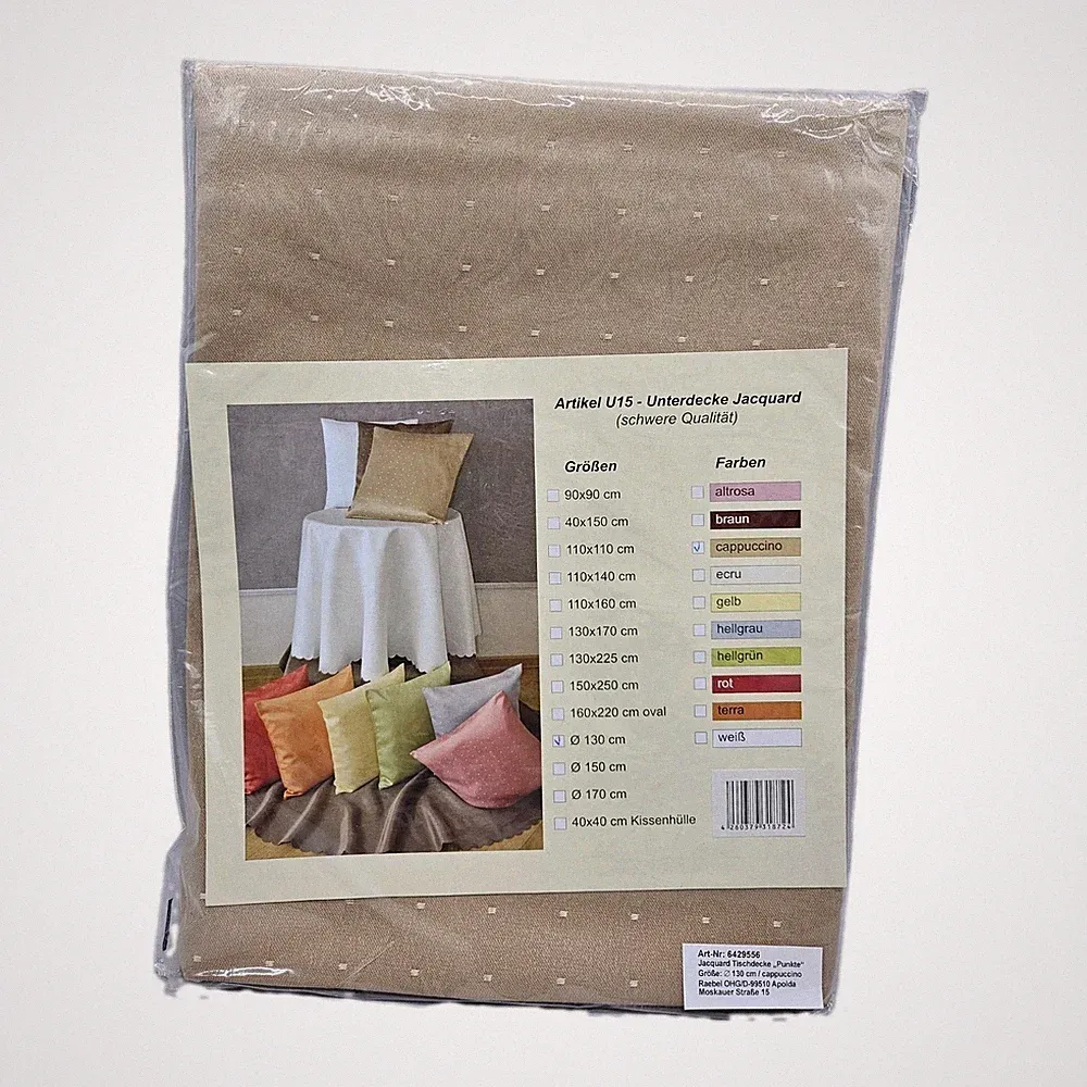 Tischdecke Rund Unterdecke 130 cm PFLEGELEICHT Tischtuch Tischwäsche Cappuccino