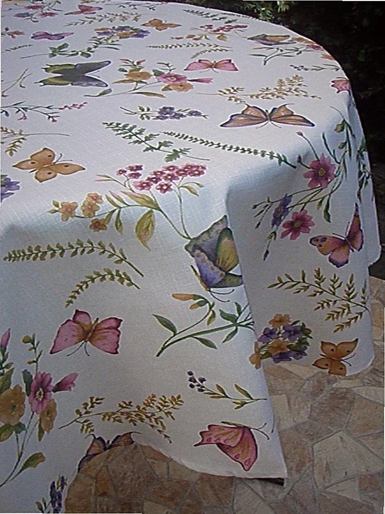 Tischdecke Schmetterlinge Druck Garten/Terrasse Rund Oval Eckig Creme/Bunt 5064
