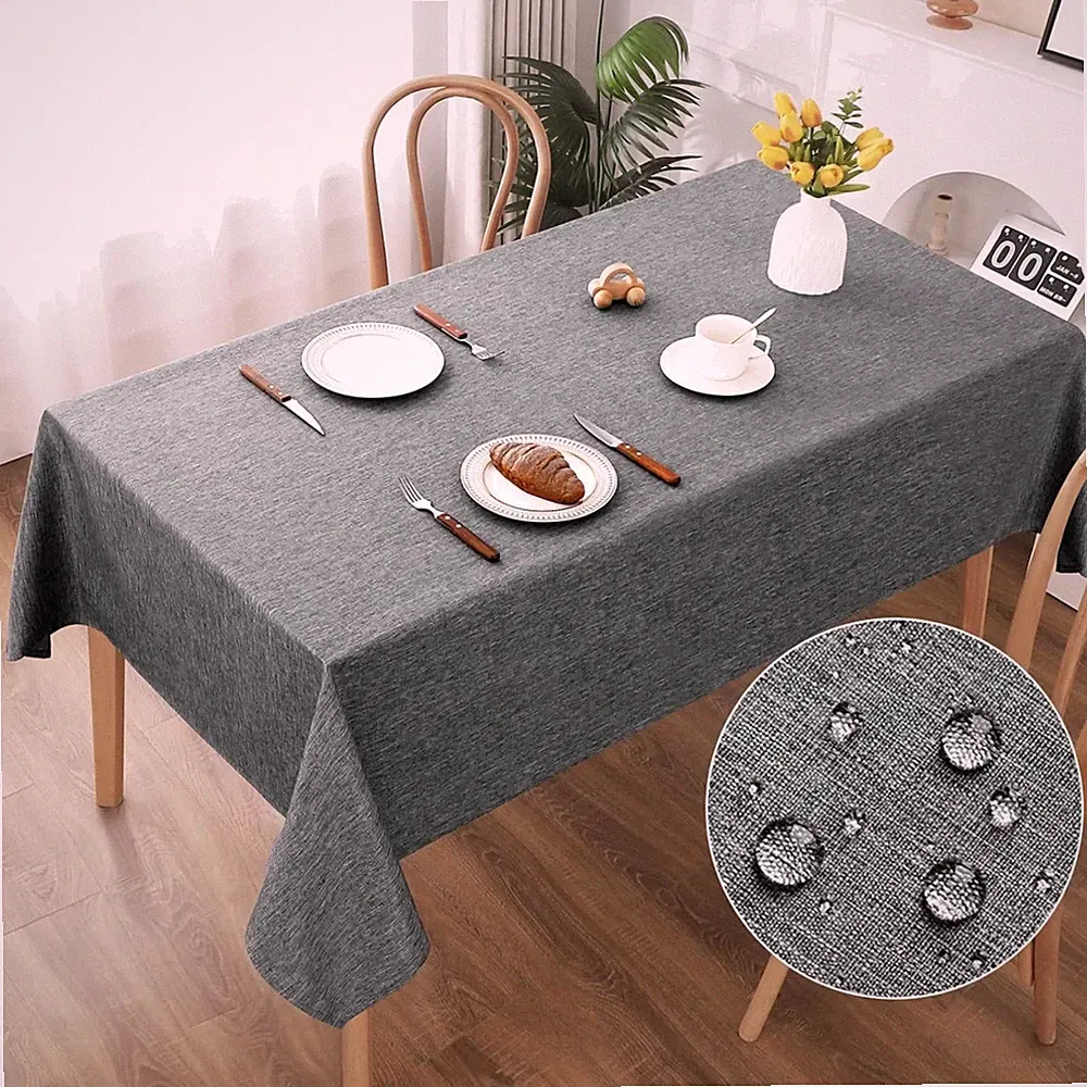Tischdecke wasserabweisend kratzfest Leinen-Optik 130x160cm Polyester