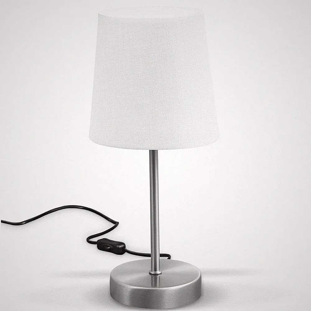 Tischlampe Stoff Dekoleuchte Nachttisch-Leuchte Wohnzimmerlampen E14 weiß LED