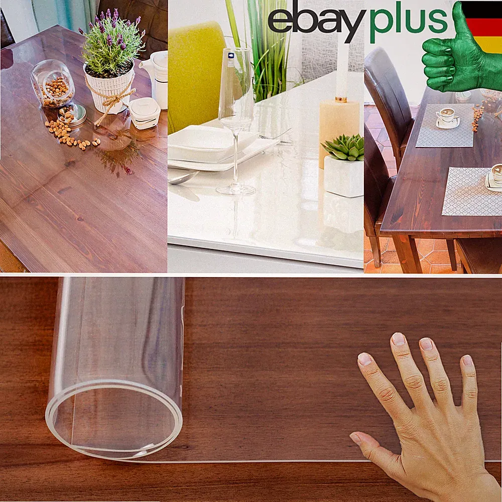 Tischschutzfolie Tischdecke transparent 2mm Weich PVC Folie abgeschrägte Kante