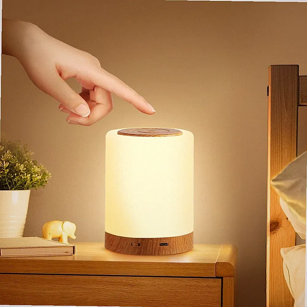 Touch Tischlampe Dimmbar USB Aufladbar LED Nachtlicht Farbwechse Nachttischlampe