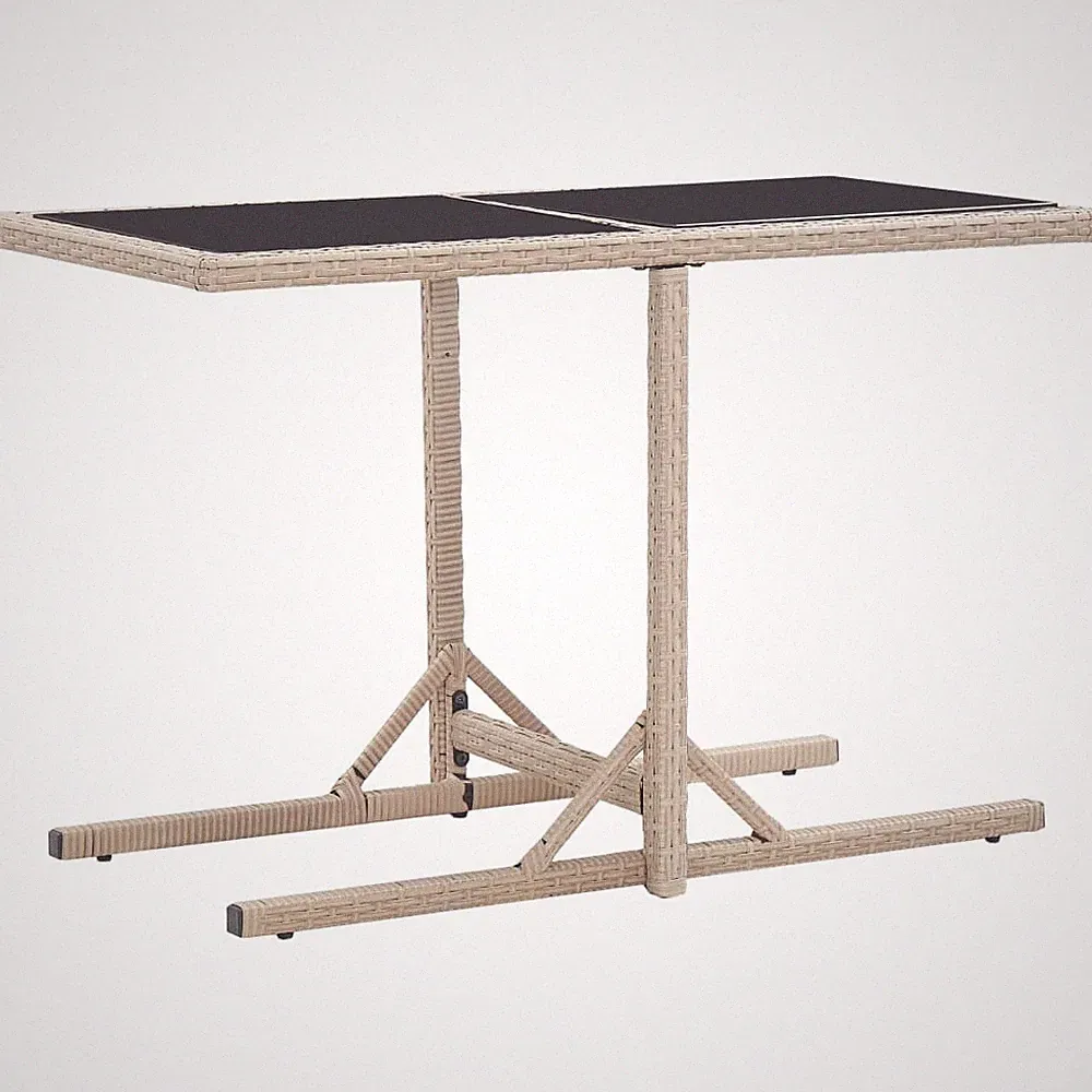 vidaXL Gartentisch Beige Massivholz Akazie und Poly Rattan