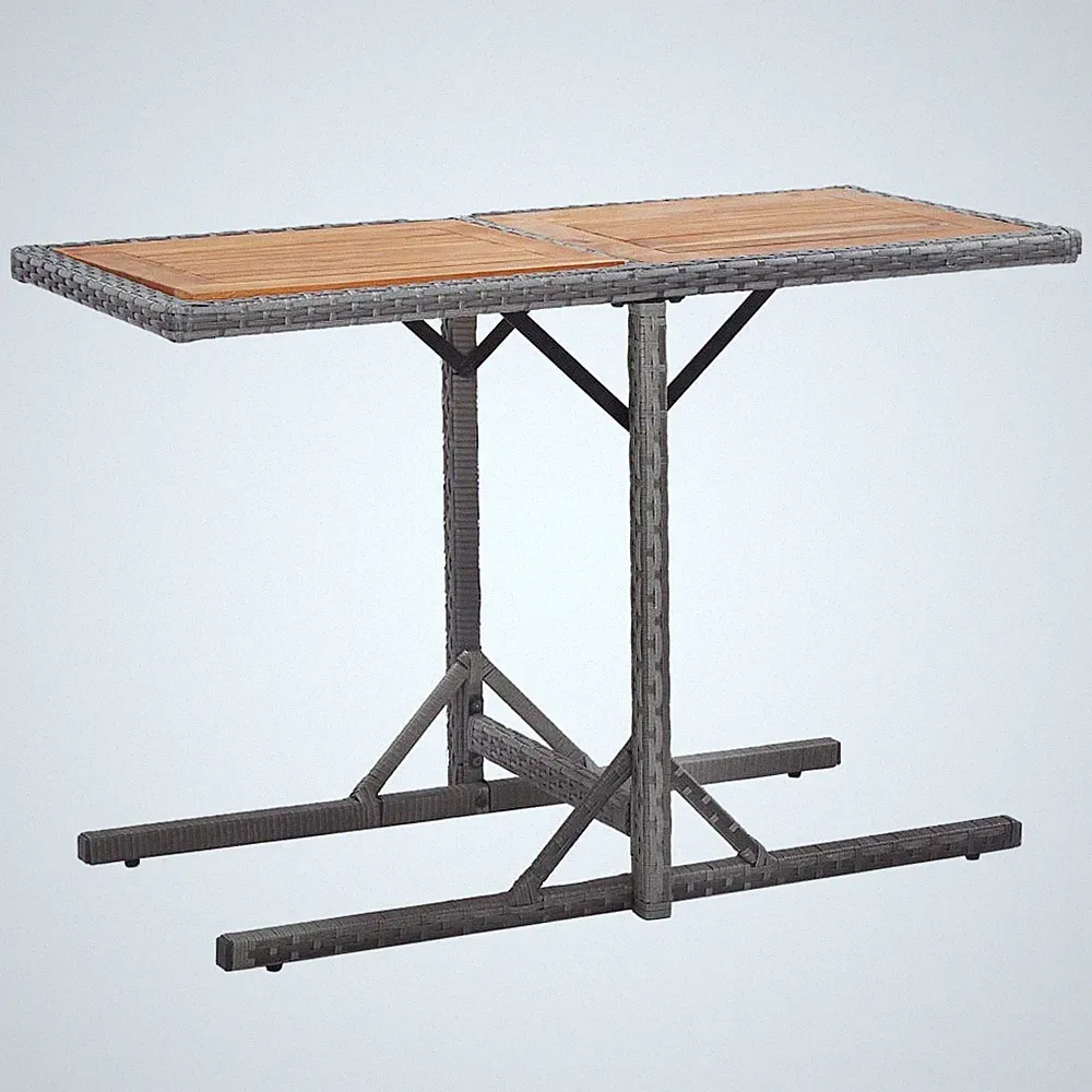 vidaXL Gartentisch Beige Massivholz Akazie und Poly Rattan