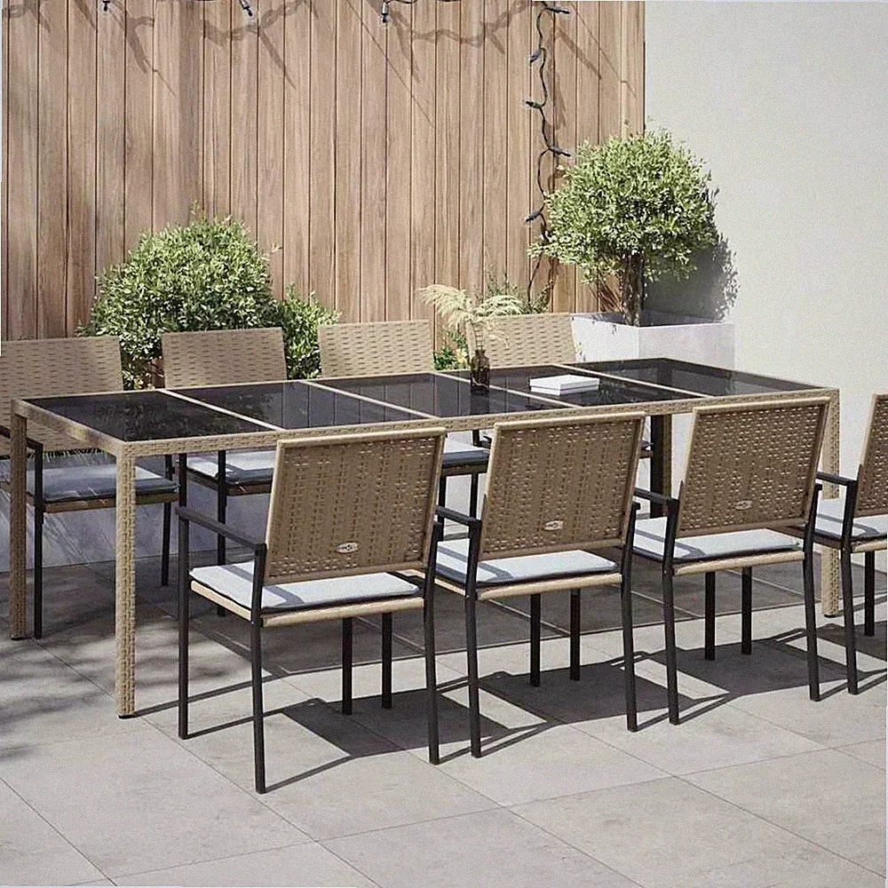 VidaXL Gartentisch Beige Poly-Rattan