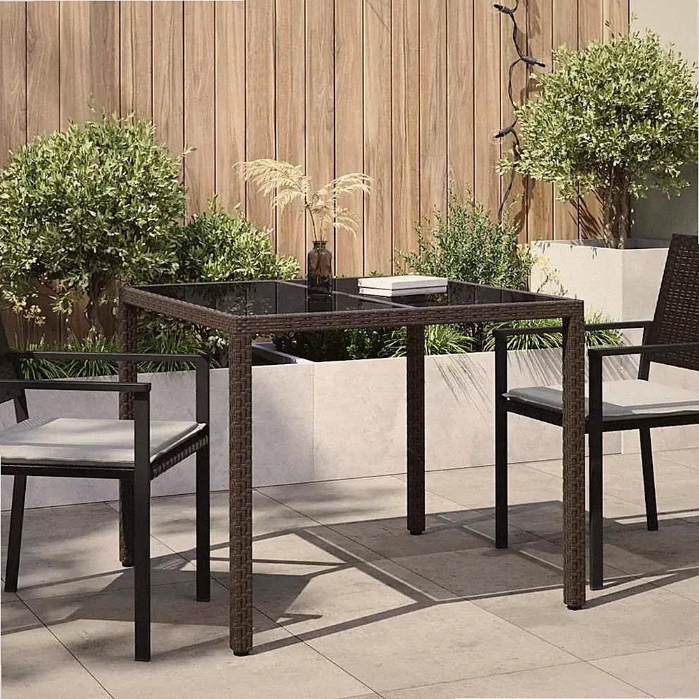 VidaXL Gartentisch Braun 90 X 90 X 75 Cm Poly-Rattan