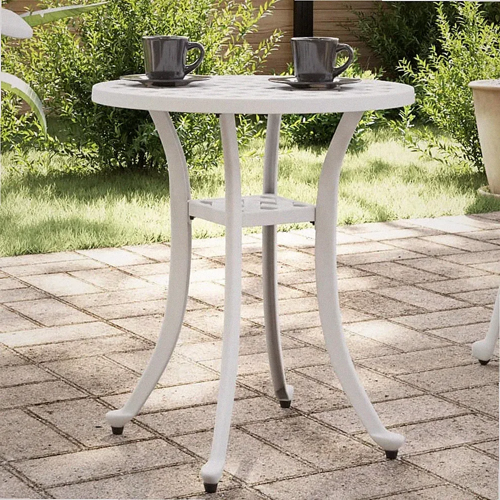 VidaXL Gartentisch Weiß Ø48x53 Cm Aluminiumguss