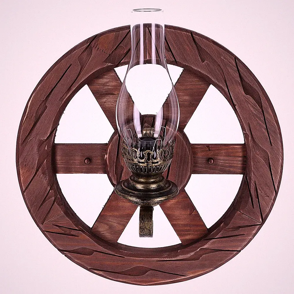 Vintage Wandleuchte Holz Retro E14 Rad Wandlampe Essttisch Wohnzimmer Innen