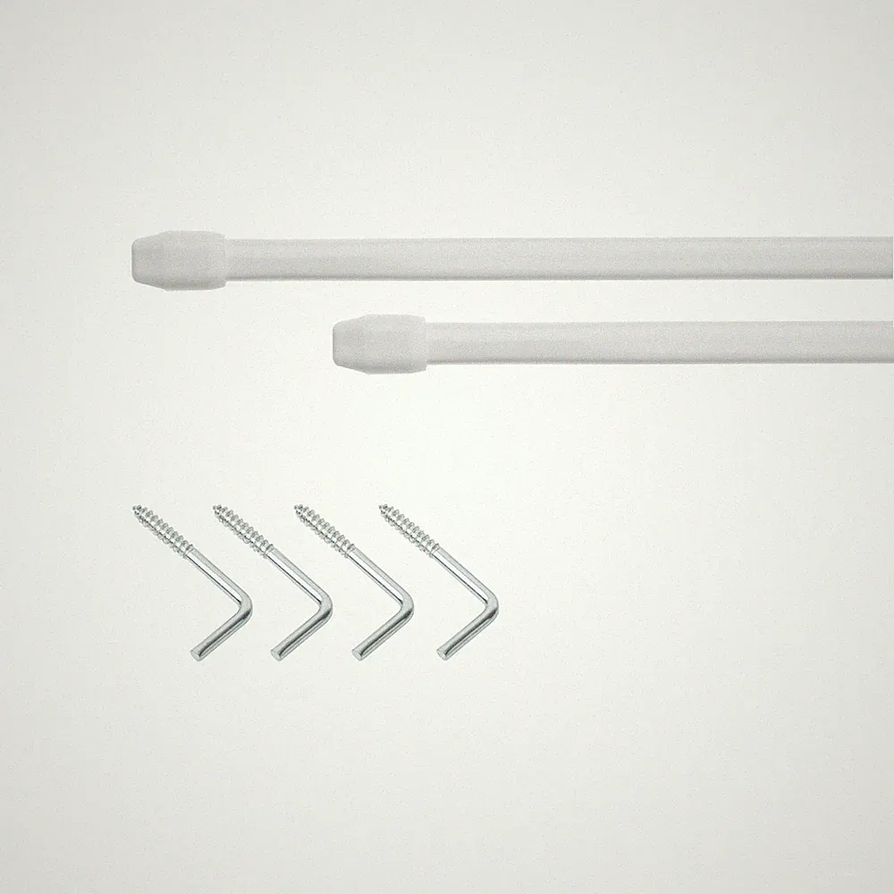 Vitragestange 11 mm, ausziehbar - Weiß, 2 Stück