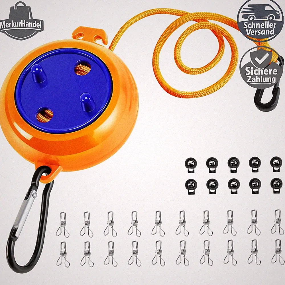 Wäscheleine Ausziehbar 10m Tragbar Camping Outdoor für Badezimmer Garten Reise