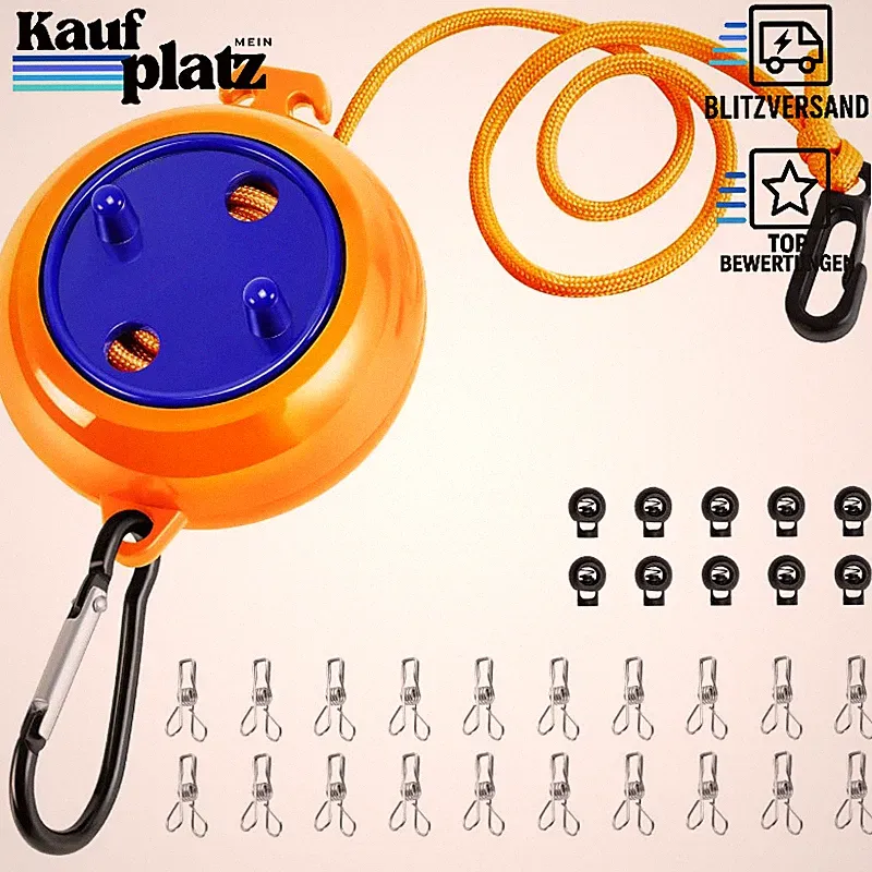 Wäscheleine Ausziehbar 10m Tragbar Camping Outdoor für Badezimmer Garten Reise