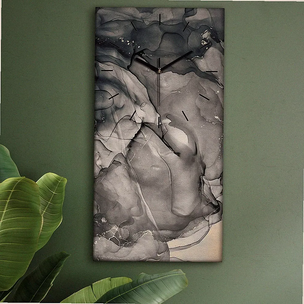 Wandkunst Leinwand Bild Uhr Geräuschlos Küche 30x60 Farbiger Marmor