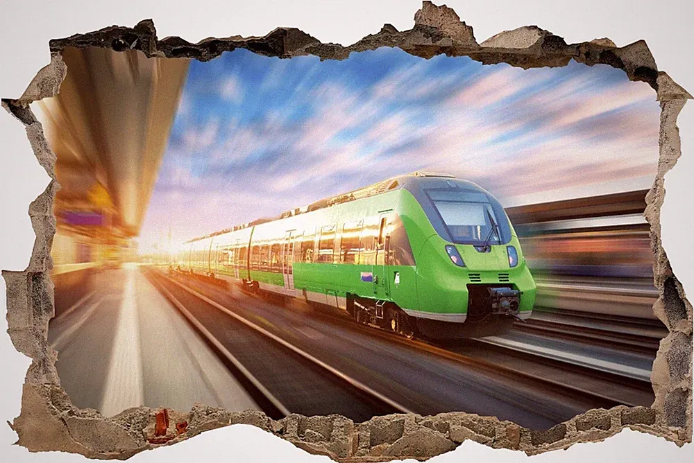 Wandtattoo Zugfahrt Grüner Zug Eisenbahn - verschiedene Rahmentypen DW000054