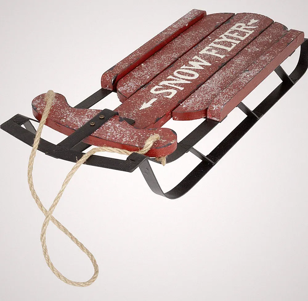 Weihnachts Deko Schlitten 42cm rot Tischdeko Holz winterliche Deko Hängedeko rot