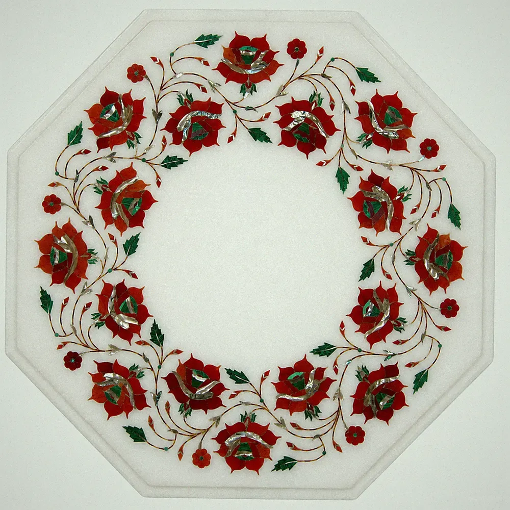 Weiße Marmor Garten Beistelltischplatte 15x15 cm Achteck Marmor Couchtischplatte