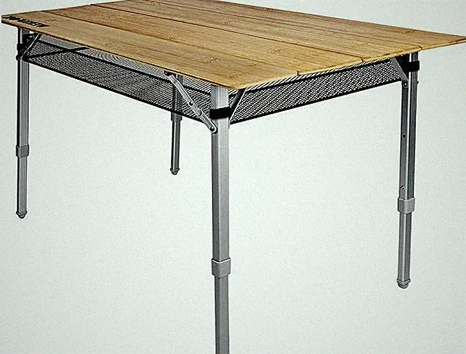 WERKFOX Bambus Klappbarer Camping Tisch, Höhenverstelbarer Klapptisch für Garten