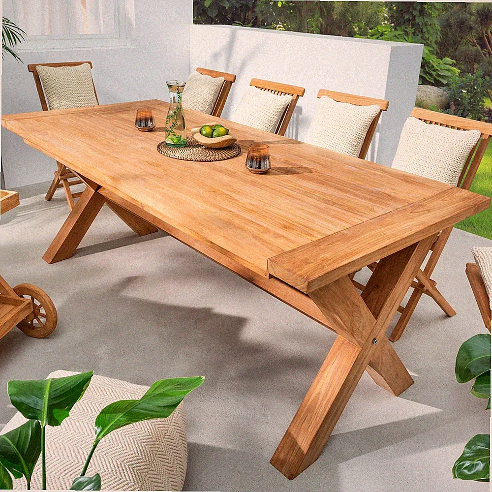 Wetterfester Gartentisch EMPIRE TEAK GRÖßENWAHL Teak Massivholz Outdoor Esstisch