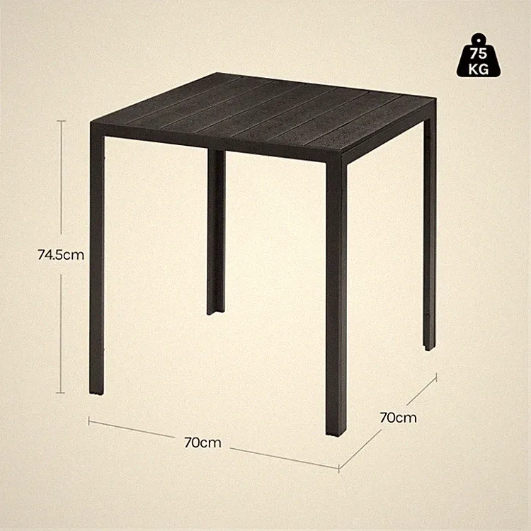 WOLTU Gartentisch Aluminium WPC 116x74x70 cm für 4-8 Personen, Outdoor, Balkon